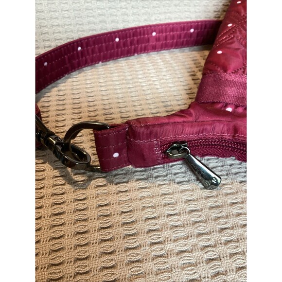 Lug Skipper SE Crossbody Purse/ Raspberry Red/White Polka Dot Adjustable RFID - Picture 6 of 16